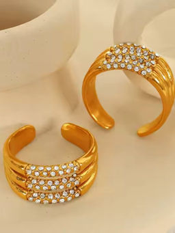 ZAISHA - Triple Set Diamond Ring - 18K Gold Plated (Adjustable)