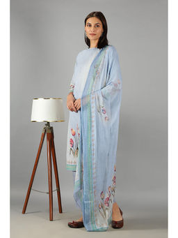 Barara Ethnic - Light Blue Straight Fit Printed Kurta with Dupatta (Set of 3)