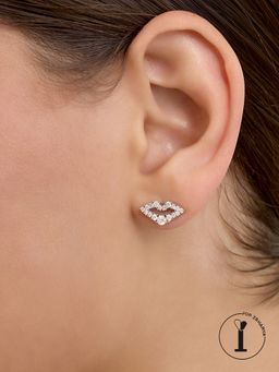 Isharya - Silver Lips Studs In Rhodium Plated