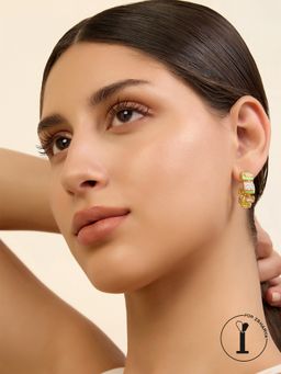 Isharya - Green Enamel Hoops In 18Kt Gold Plated