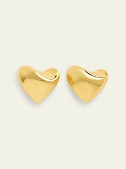 Isharya - Maxi Gold Heart Studs In 18Kt Gold Plated