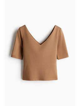 H&M - Women Beige V-Neck Top
