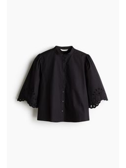 H&M - Women Blue Puff-Sleeved Cotton Blouse