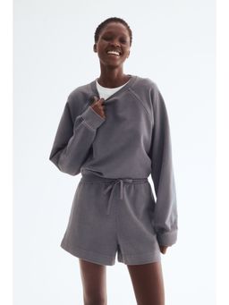 H&M - Women Grey Washed Cotton Sweatshorts