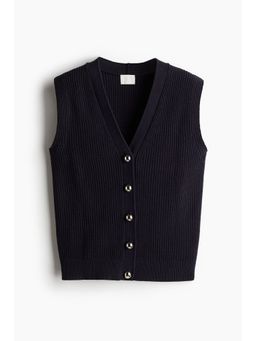 H&M - Women Blue Rib-Knit Waistcoat