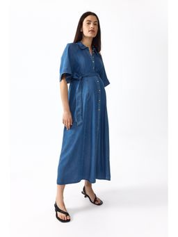 H&M - Women Blue Mama Tie-Belt Denim Dress