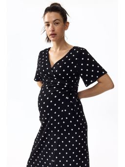 H&M - Women Black Mama Crinkled Wrap Dress