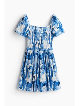 H&M - Women White Smocked-Bodice Crinkled Dress