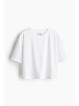 H&M - Girls White Boxy-Style Sports Top With Drymove