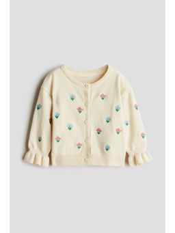 H&M - Girls Beige Embroidery-Detail Cardigan