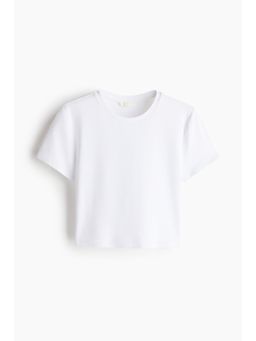 H&M - Women White Cropped Microfibre T-Shirt