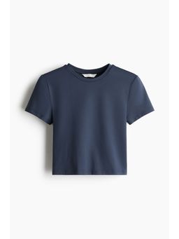 H&M - Women Blue Cropped Microfibre T-Shirt