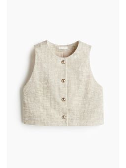 H&M - Women Beige Boucle Jersey Waistcoat