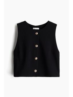H&M - Women Black Boucle Jersey Waistcoat