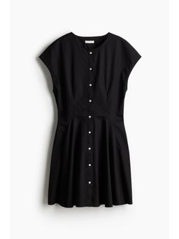 H&M - Women Black Button-Front Cotton Dress