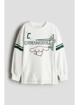 H&M - Girls White Oversized Printed Sweatshirt