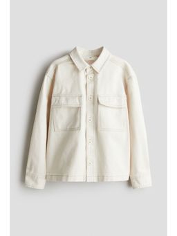 H&M - Boys White Loose-Fit Twill Overshirt