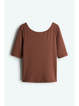H&M - Women Brown Ballerina-Neckline Top
