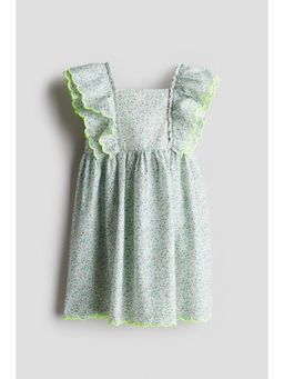 H&M - Girls Green Scalloped-Trim Dress