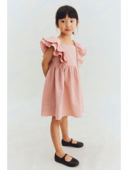 H&M - Girls Pink Scalloped-Trim Dress