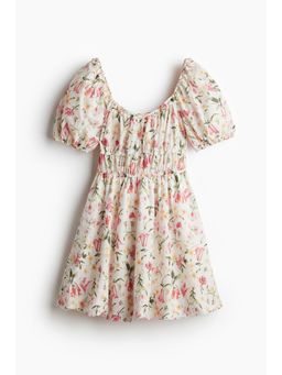 H&M - Women White Bubble-Hem Cotton Dress