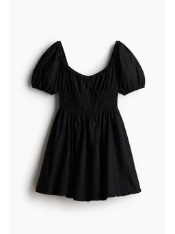 H&M - Women Black Bubble-Hem Cotton Dress
