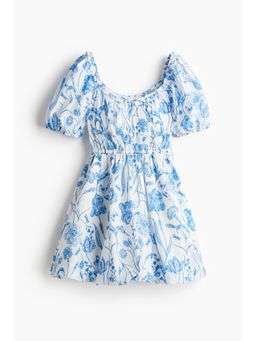 H&M - Women White Bubble-Hem Cotton Dress