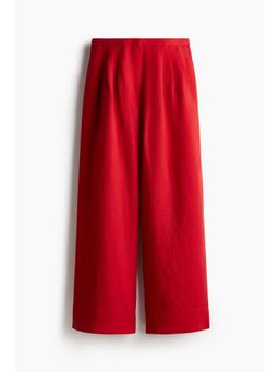 H&M - Women Red Wide Linen-Blend Trousers
