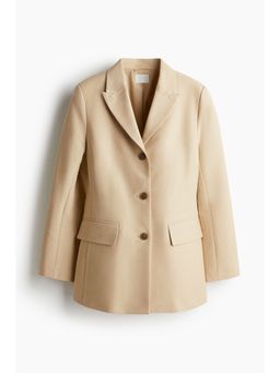 H&M - Women Beige Waisted Cotton Blazer