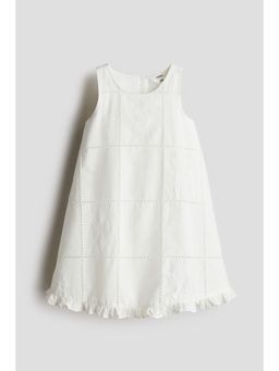 H&M - Girls White Embroidered Cotton Poplin Dress