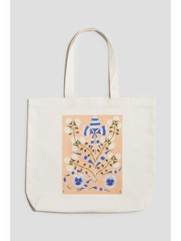 H&M - Girls White Printed Canvas Tote Bag