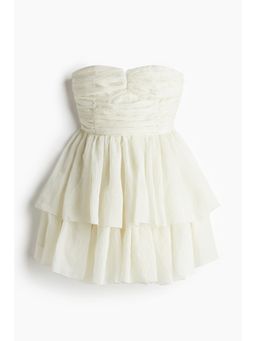 H&M - Women White Flared-Skirt Bandeau Dress