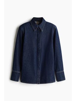 H&M - Women Blue Shoulder-Pad Denim Shirt