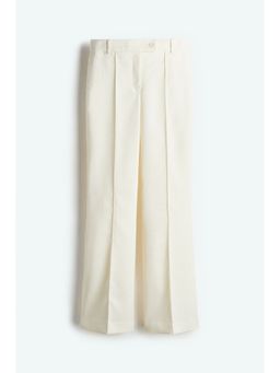 H&M - Women White Flared Crease-Leg Trousers