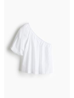 H&M - Women White One-Shoulder Poplin Blouse