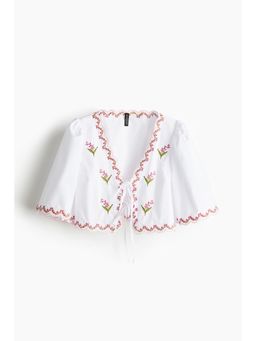 H&M - Women White Floral-Embroidered Poplin Blouse