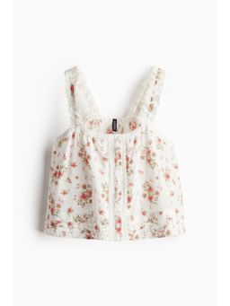 H&M - Women White Lace-Detail Strappy Top