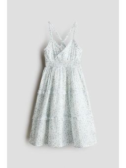 H&M - Girls White Smocked Frill-Trimmed Dress