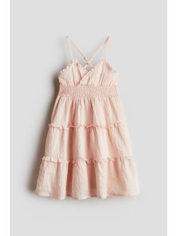 H&M - Girls White Smocked Frill-Trimmed Dress