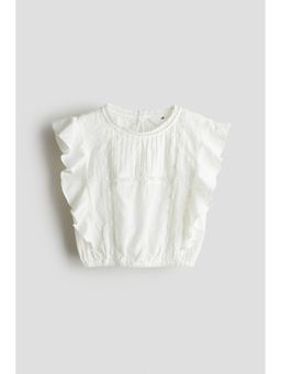H&M - Girls White Flounce-Trimmed Cotton Blouse