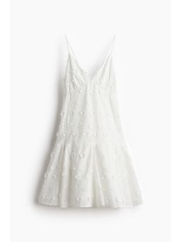 H&M - Women White Appliqued Cotton Dress