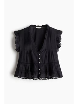 H&M - Women Black Pintucked Blouse