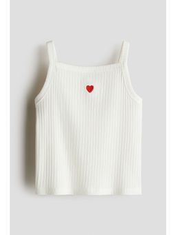 H&M - Girls White Embroidery-Detail Strappy Top