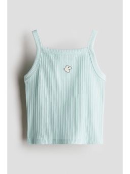 H&M - Girls Turquoise Embroidery-Detail Strappy Top