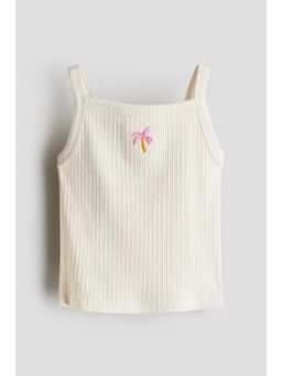 H&M - Girls White Embroidery-Detail Strappy Top