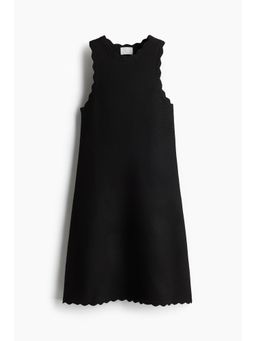 H&M - Women Black Scalloped Mini Dress