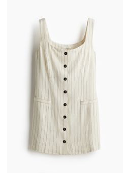 H&M - Women Beige Sleeveless Linen-Blend Dress