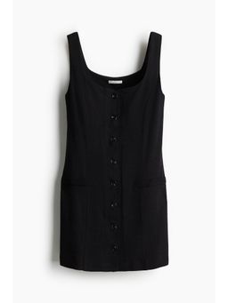 H&M - Women Black Sleeveless Linen-Blend Dress