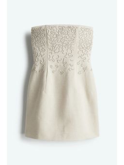 H&M - Women Beige Linen-Blend Bandeau Dress