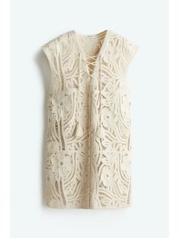 H&M - Women Beige Crochet-Look Dress